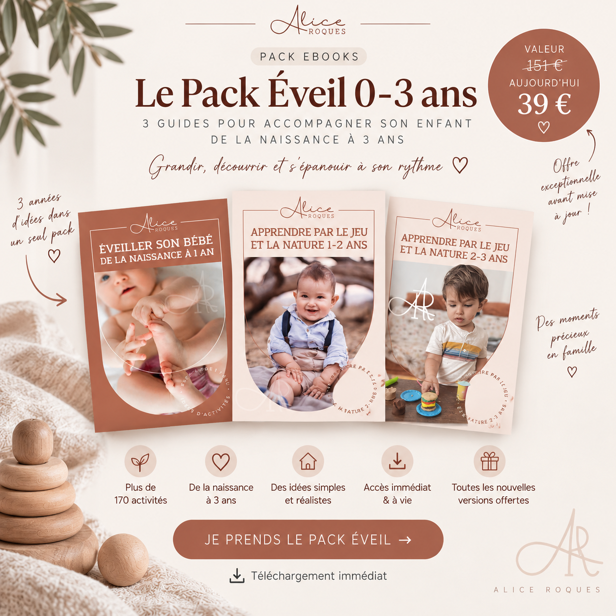 Présentation du Pack Éveil 0 à 3 ans avec les trois guides